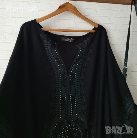 Черна блуза тип прилеп ръкав , снимка 2 - Блузи с дълъг ръкав и пуловери - 45626167