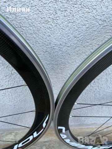 Карбонови капли Campagnolo Bullet 50 Carbon Wheelset 700C 11S Shimano Hub Excellent Condition!, снимка 9 - Части за велосипеди - 45170939