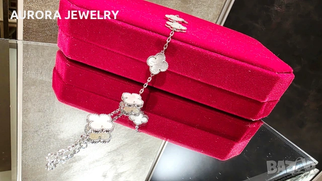 Van Cleef & Arpels VCA 5 Motifs Silver Mother of Pearl Vintage Alhambra Дамска Гривна, снимка 5 - Гривни - 54133225