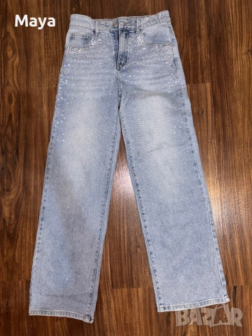 Дънки с блестящи камъчета, снимка 2 - Дънки - 53886910