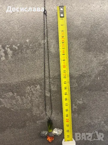 Черно колие с цветни камъни, снимка 3 - Колиета, медальони, синджири - 49829855