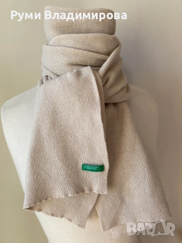 Лилав шал Benetton с вълна, снимка 9 - Шалове - 53474153