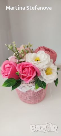 Букети от сапунени цветя в цветни каашпи, снимка 6 - Други - 45727746