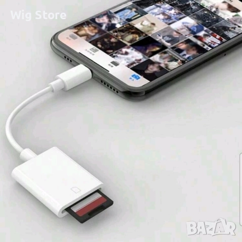 Четец за карти и адаптер за преглед Type C или Lightning модул, съвместим с iPhone,Samsung и др