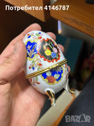 Ръчно рисувано порцеланово яйце – декоративна кутия, снимка 2 - Антикварни и старинни предмети - 53230117