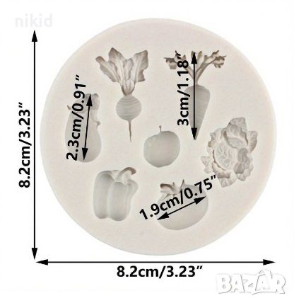 Зеленчуци морков ряпа зеле домат чушка малки силиконов молд за фондан украса торта декорация шоколад, снимка 3 - Форми - 22450172