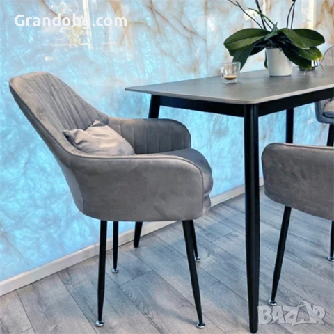 Стилен Трапезен стол Ивон + подарък възгалвничка - сив, снимка 4 - Столове - 52253055