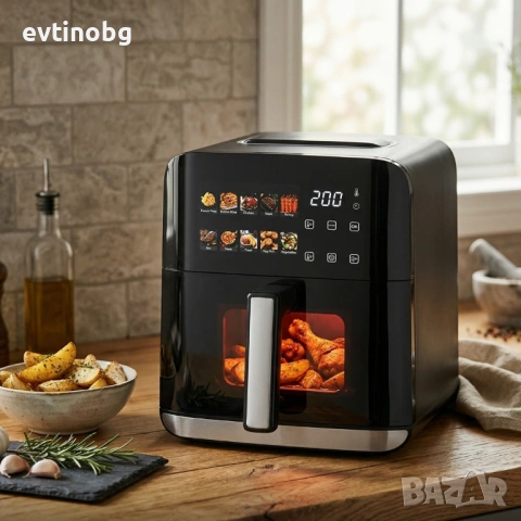 Еърфрайър с горещ въздух Oliver Voltz OV51980CE, 1200W, 4L, 10 програми, LED дисплей, прозорец, снимка 2 - Кухненски роботи - 54063053