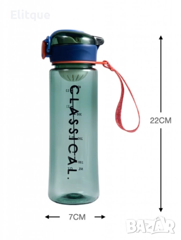 Модерна и практична бутилка за вода CLASSICAL 500мл, снимка 3 - Други стоки за дома - 52840383