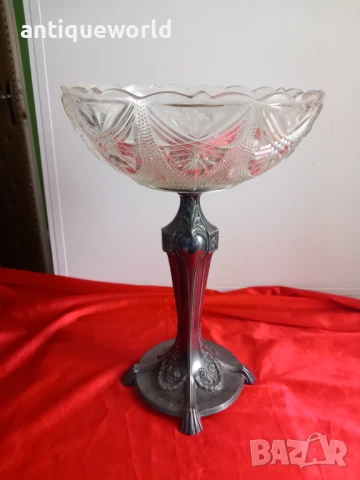  АРТ ДЕКО ,Голяма ФРУКТИЕРА Посререна , Кристално Стъкло