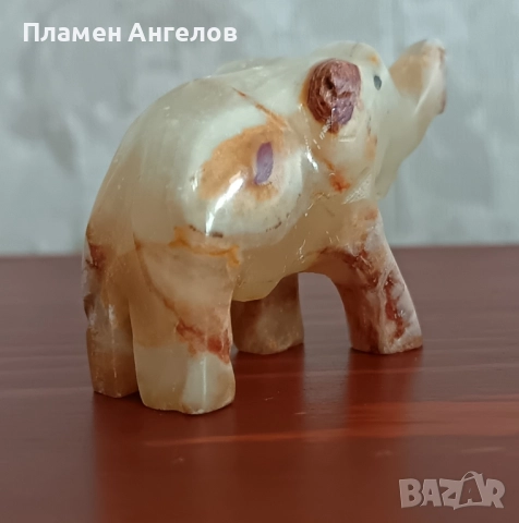 Фугурка-слон от мраморен оникс, снимка 3 - Декорация за дома - 51898919