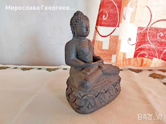 Статуя на Буда, изработена от камък, ръчна изработка, много масивна, тегло около 3 кг, снимка 3 - Антикварни и старинни предмети - 45817826