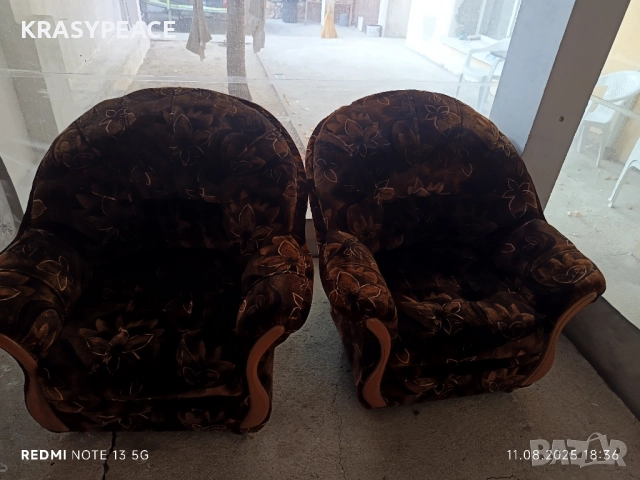 фотьойли с табуретки комплект, снимка 2 - Дивани и мека мебел - 51525230