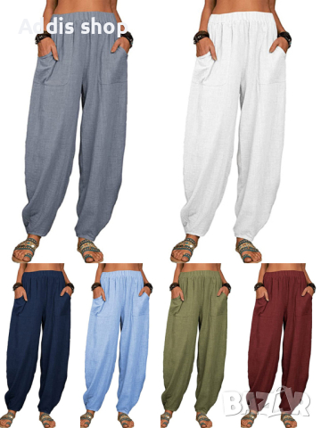 Дамски широки панталони с джобове, 9цвята 