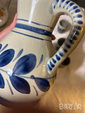 Art Pottery Blue Pitcher Set, Osterr Edel Keramic,  Арт керамика к-т Gollhammer ceramics GK Austria, снимка 8 - Антикварни и старинни предмети - 47221999