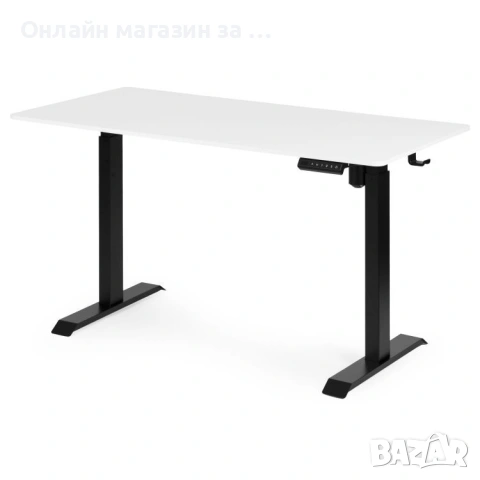 Електрическо бюро, 140x70 см, регулируема височина 76-121 см, бял с черен, ModernHome, снимка 7 - Бюра - 53781692