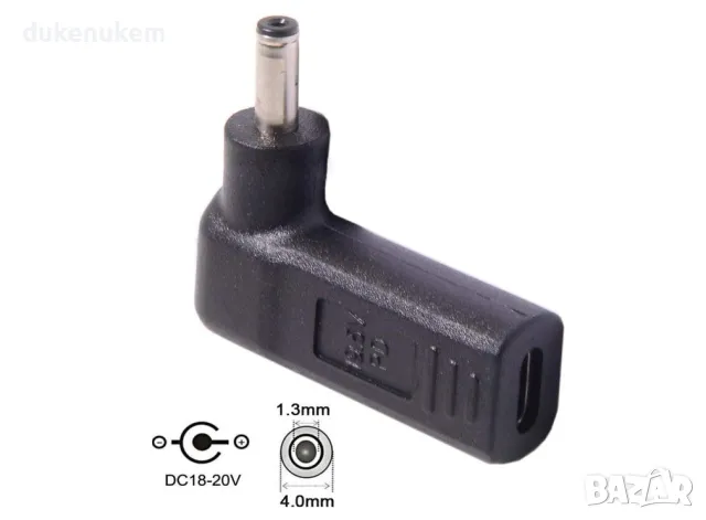 НОВ! PD 65W Адаптер USB C към DC 2.5x1.3mm конвертор за ъглов лаптоп таблет, снимка 6 - Кабели и адаптери - 47222524