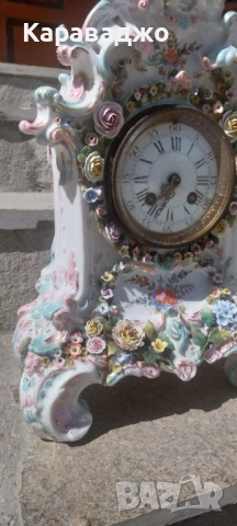 Античен Порцеланов Часовник, снимка 6 - Антикварни и старинни предмети - 51611058