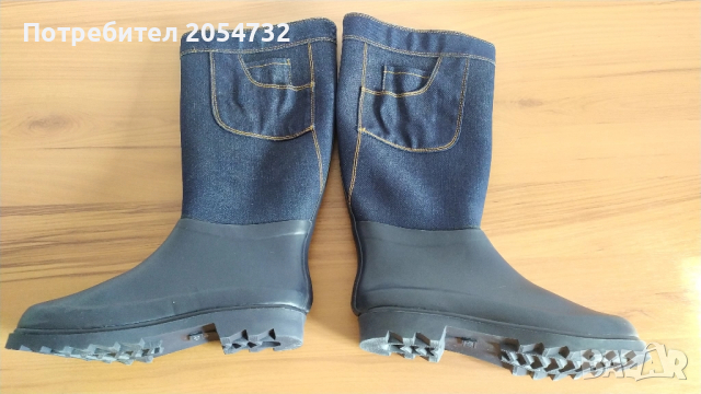 Нови ботуши с каучукова подметка и крачоли от дънкова материя - деним, снимка 9 - Дамски ботуши - 52157241
