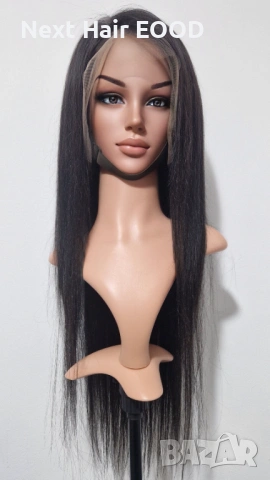 Естествена черна бразилска перука 80 см - Дантела 13×6, права коса, снимка 2 - Аксесоари за коса - 53294733