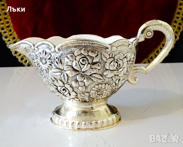 Посребрена каничка,рози,барок. , снимка 2 - Антикварни и старинни предмети - 51467768