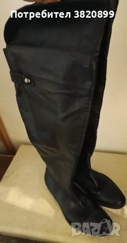 Дамски ботуши тип чизми естествена кожа черни 40 номер НОВИ 