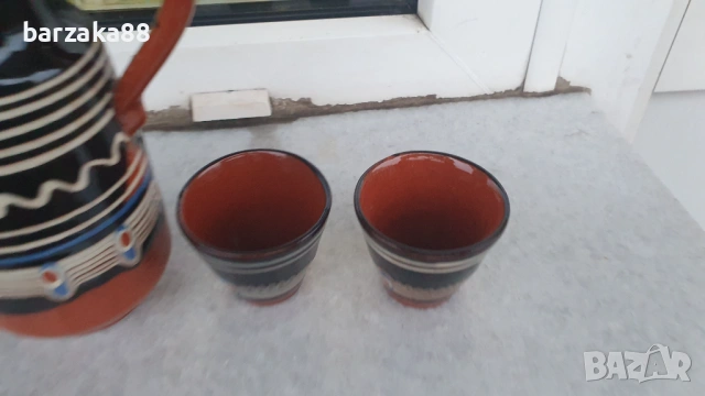 Керамична каничка с 5 бр. чашки, снимка 2 - Други стоки за дома - 53258035