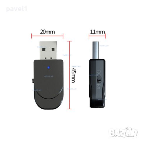 Аудио предавател и приемник KN330, Bluetooth, 2 в 1, USB, жак 3,5 мм, черен, снимка 5 - MP3 и MP4 плеъри - 45305819