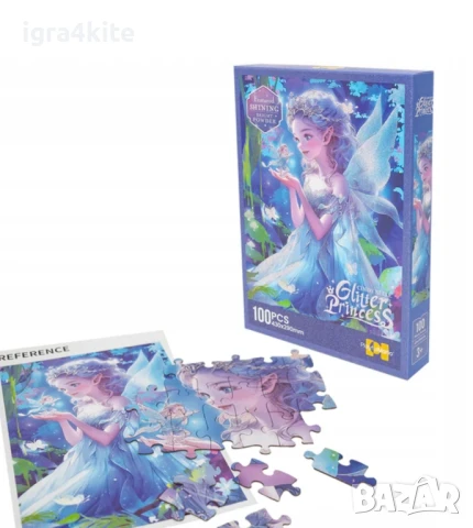 НОВО! 4 модела Луксозни блестящи пъзели с брокат 100 ч. с феи и принцесиза за момичета , снимка 9 - Игри и пъзели - 51359187