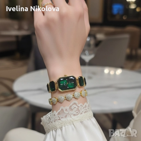 Дамски комплект часовник с кварцов механизъм и гривна