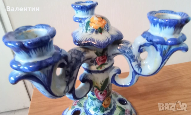 Порцеланов свещник за 3 свещи, снимка 5 - Други - 54164306