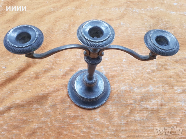 Посребрен свещник тройка