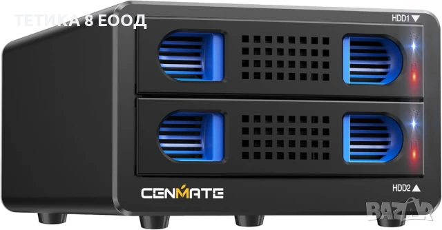 Кутия за твърд диск с 2 слота и вентилатор за 2.5/3.5 SATA, снимка 1