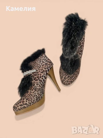 Обувки с естествен пух, снимка 3 - Дамски обувки на ток - 52393358