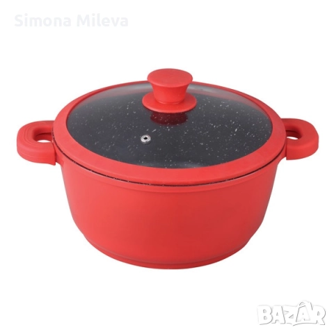 Тенджера Muhler Kara MR-2847S NEW 28x12.6cm, 6.2L, червен, лят алуминий