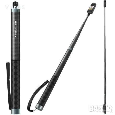 REYGEAK 118" удължен селфи стик за Insta360 X4, до 300см ултра дълъг невидим селфи стик с 1/4 винт, 