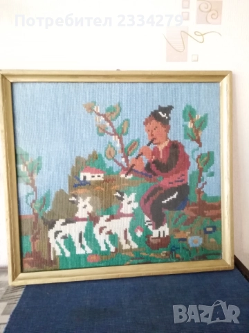 Стари гоблени поставени в остъклени дървени рамки. , снимка 12 - Гоблени - 51803074