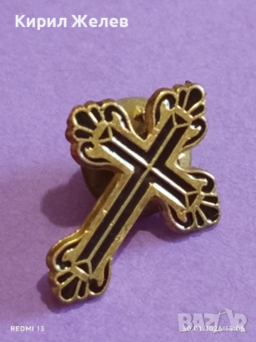 Красива емайлирана значка с формата на кръст ювелирна изработка за КОЛЕКЦИЯ 52057