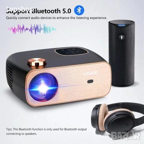 НОВ проектор VGKE T82, Android, 18000 лумена, Full HD 1080P, WiFi Bluetooth проектор със сензорен..., снимка 7 - Плейъри, домашно кино, прожектори - 50493213