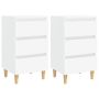 vidaXL Нощни шкафчета с крака от дървен масив, 2 бр, бели, 40x35x69 см(SKU:805888