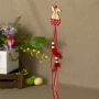 Великденска висяща дървена декорация – червено яйце със зайче, 5×50см_1200826, снимка 2