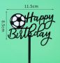 Happy Birthday ФУТБОЛНА ТОПКА футбол игрище черен твърд акрил топер украса за торта, снимка 3