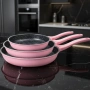 НОВ Комплект тигани Cheffinger розово с мраморно покритие – 3 части за всяка кухня - розов цвят, снимка 1