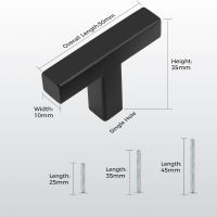 PinLin 5 опаковки Дръжки за врати на шкафове Неръждаема стомана Ширина 10 mm Черен квадрат, снимка 4 - Други стоки за дома - 45436520