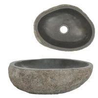 vidaXL Мивка от речен камък, овална, 29-38 см(SKU:146212, снимка 1 - Мивки - 45642598