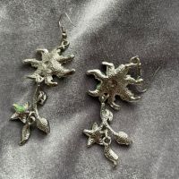 Зелени обеци във форма на цветя, снимка 2 - Обеци - 45888545