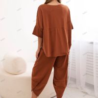 Дамски памучен комплект блуза + панталон, 3цвята , снимка 4 - Комплекти - 45962452