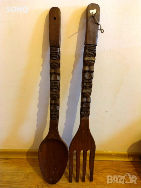 Много,Много Голями Вилица И Лъжица-Дърворезба, снимка 1