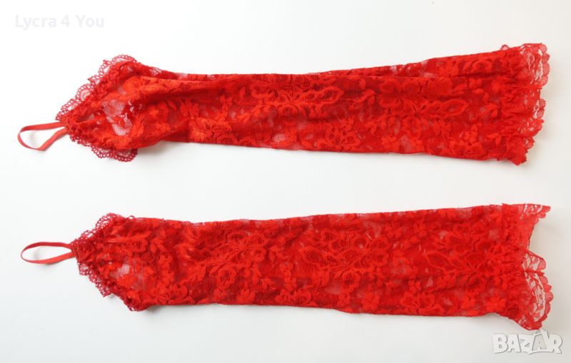 Поръчани - Дамски червени дантелени ръкавици , снимка 1