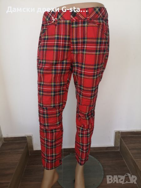Дамски панталон G-Star RAW®  5622 3D MID BOYFRIEND MILK/POMPEIAN RED CHECK, размери W25;29  /288/, снимка 1